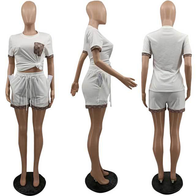 Printed Short Sleeve Casual Two Piece Set