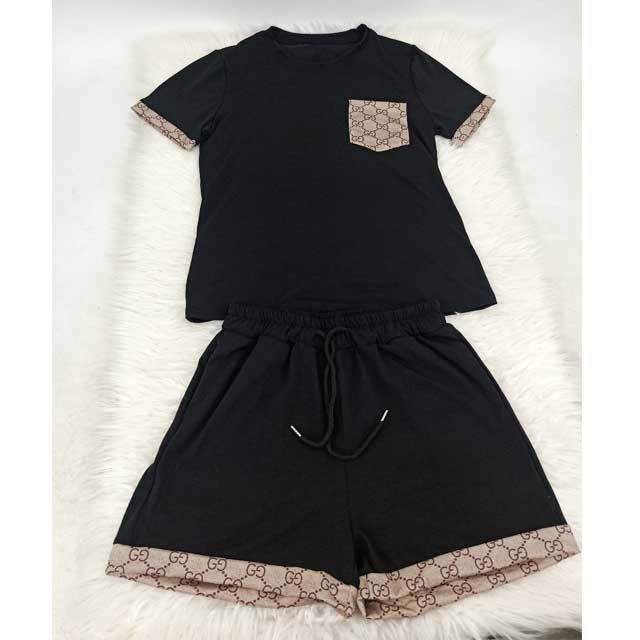 Printed Short Sleeve Casual Two Piece Set