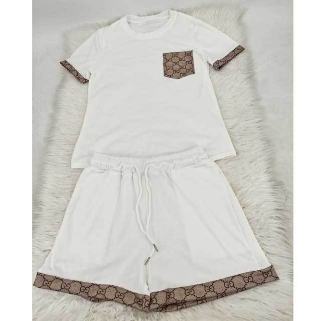 Printed Short Sleeve Casual Two Piece Set