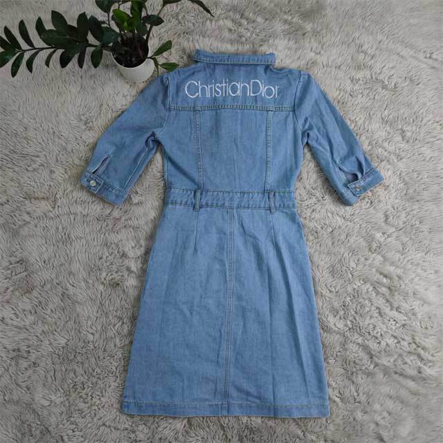 Embroidery Denim Polo Dress