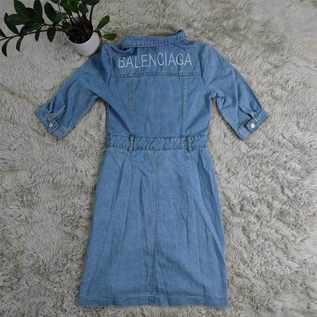 Embroidery Denim Polo Dress