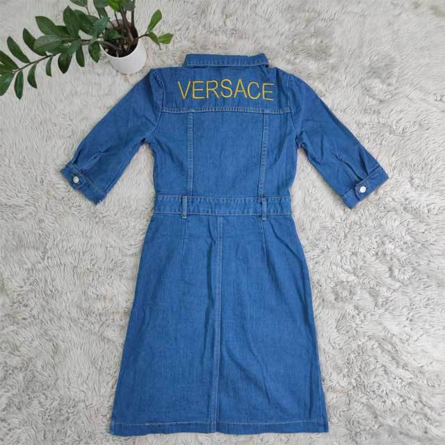 Embroidery Denim Polo Dress