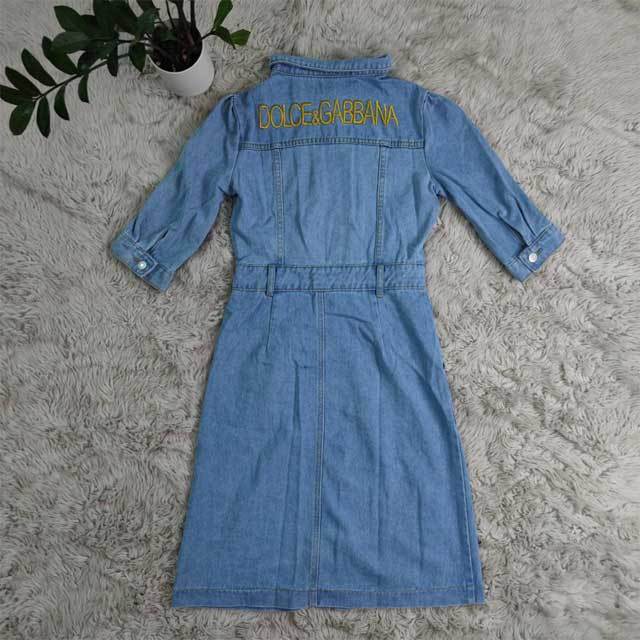 Embroidery Denim Polo Dress