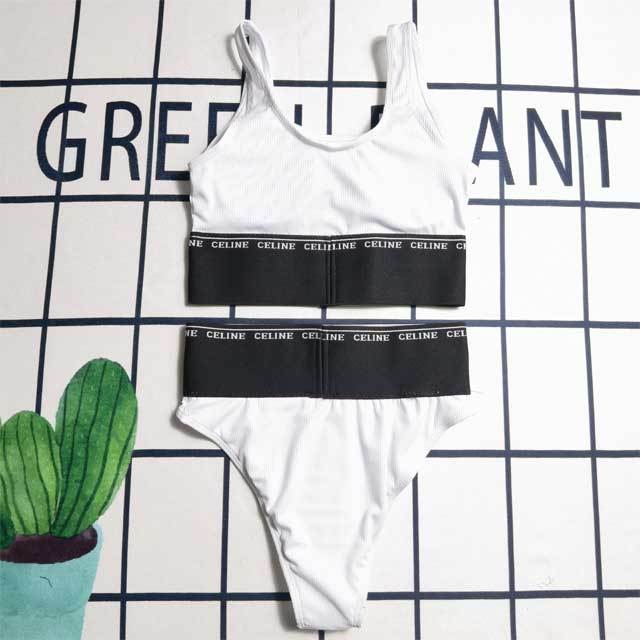 Letter Design High Waist Tankinis
