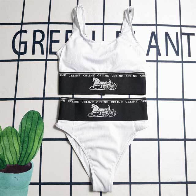 Letter Design High Waist Tankinis