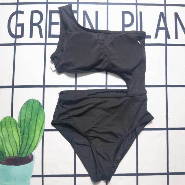Single Shoulder Hollow Out One Piece