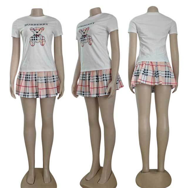 Printed Top Pleated Skirt Set