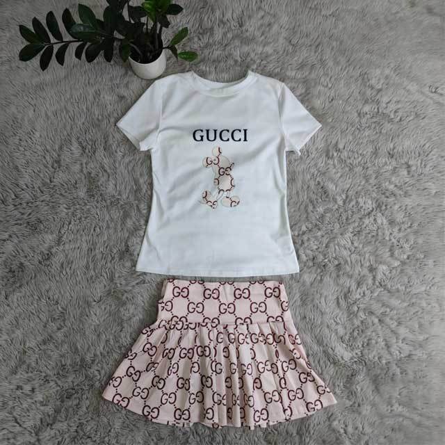 Printed Top Pleated Skirt Set