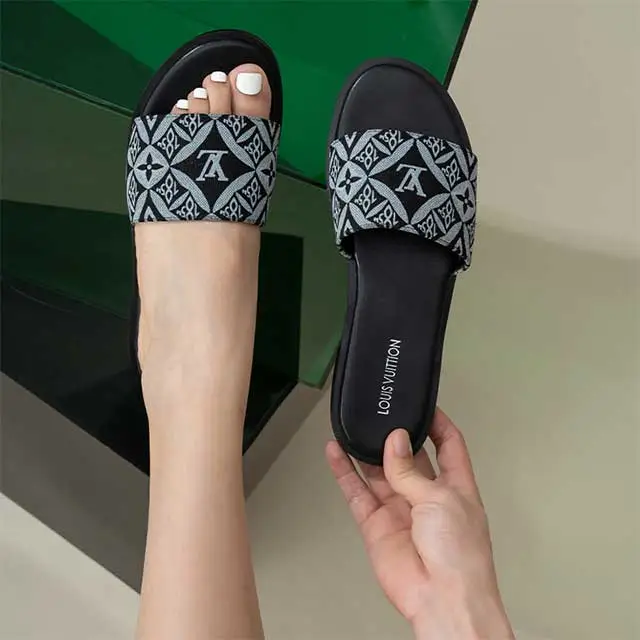 Stylish Embroidery Fashion Flat Slides Shoes