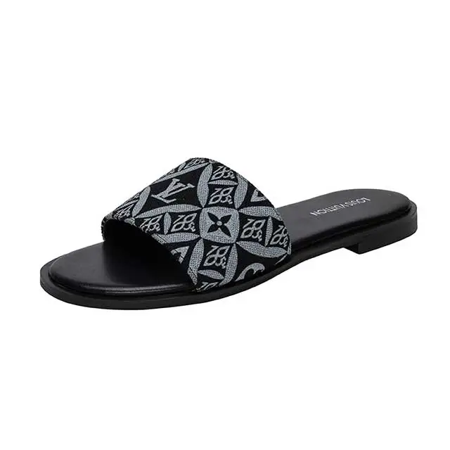 Stylish Embroidery Fashion Flat Slides Shoes