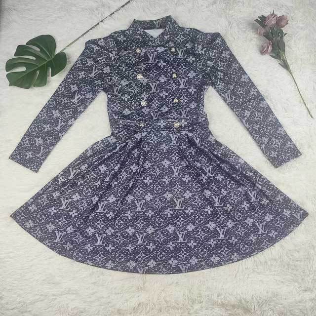 Printed Long Sleeve High Waist Vintage Dress