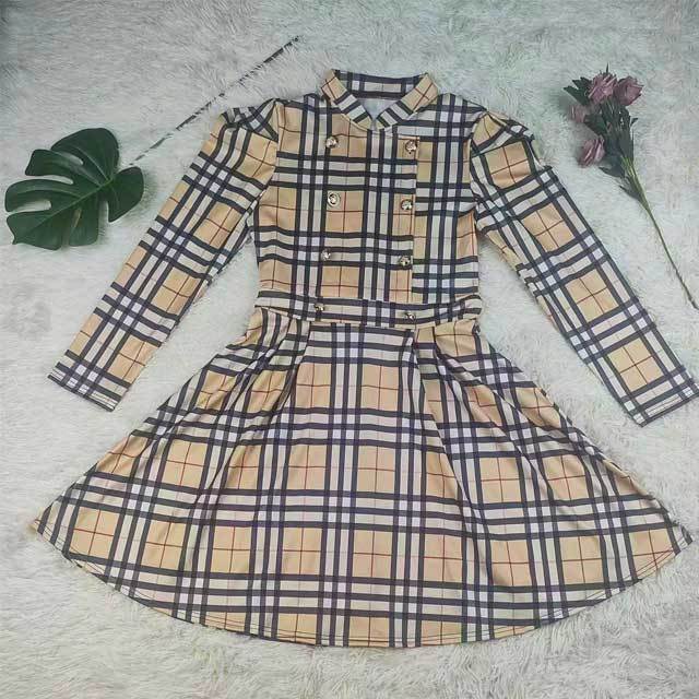 Printed Long Sleeve High Waist Vintage Dress