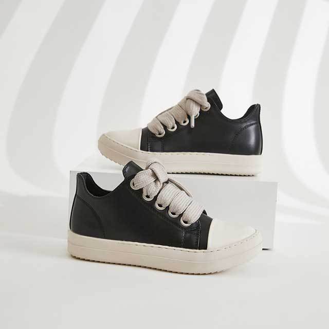 Big Lace-Up Thick Sole Leather Sneakers