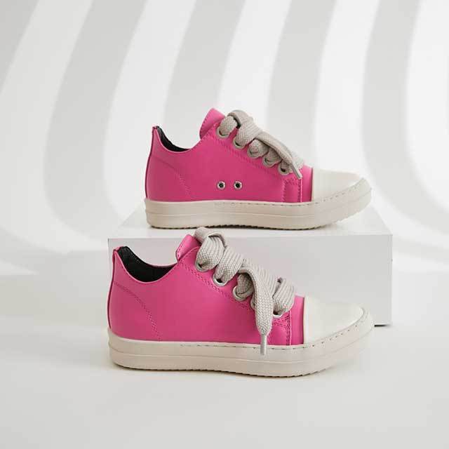 Big Lace-Up Thick Sole Leather Sneakers