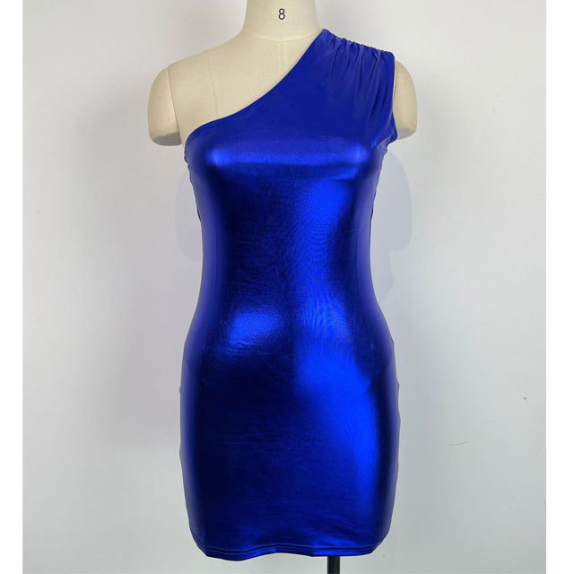 Metallic Single Shoulder Bodycon Dress
