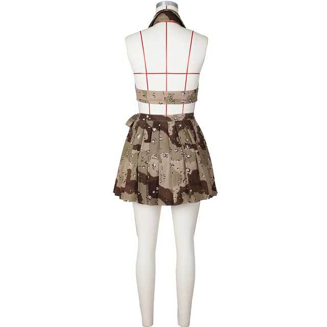 Camo Print Pleated Skirt Set