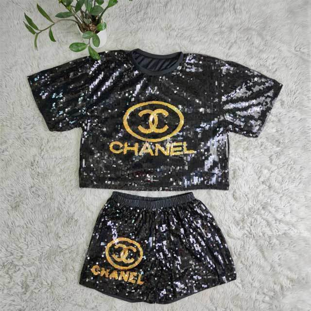 Sequin Casual Short Set