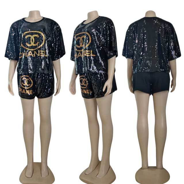 Sequin Casual Short Set