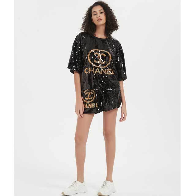 Sequin Casual Short Set