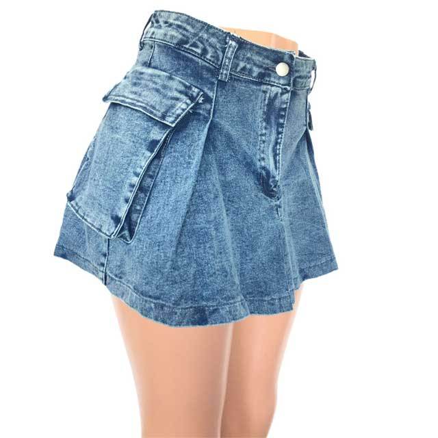 Denim Casual Mini Skirt With Pockets