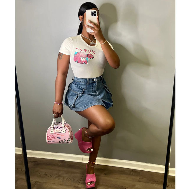 Denim Casual Mini Skirt With Pockets