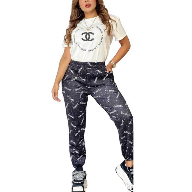 Printed Short Sleeve Casual Pants Set