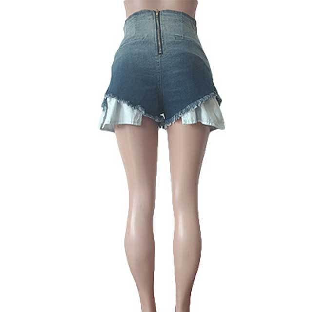 High Waist Gradient Denim Shorts