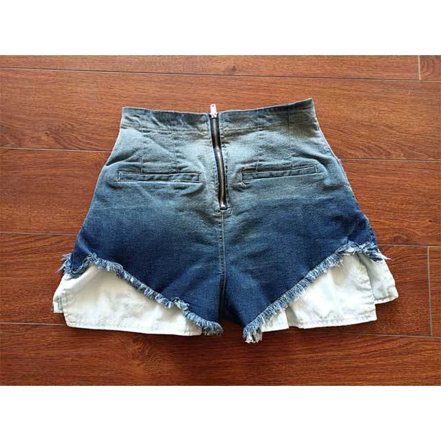 High Waist Gradient Denim Shorts