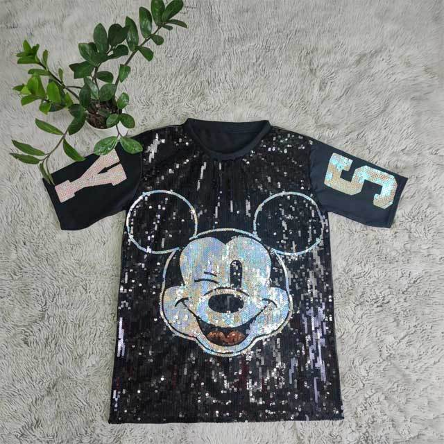 Short Sleeve Cartoon Sequin Dress
