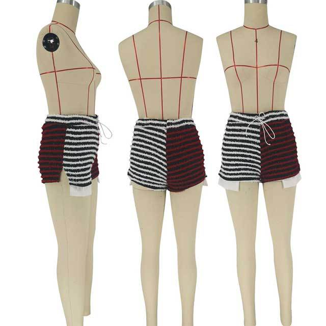 Color Block Knit Striped Biker Shorts