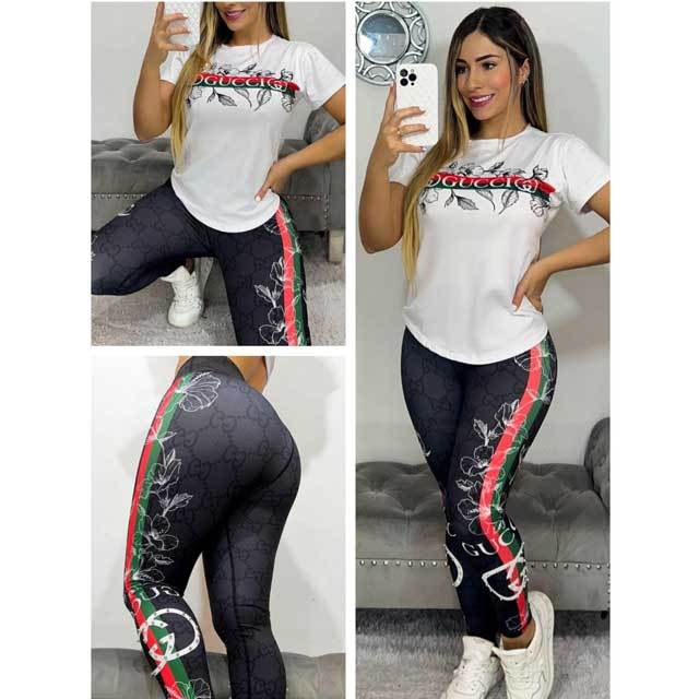 Printed Short Sleeve Jogging Pants Suit