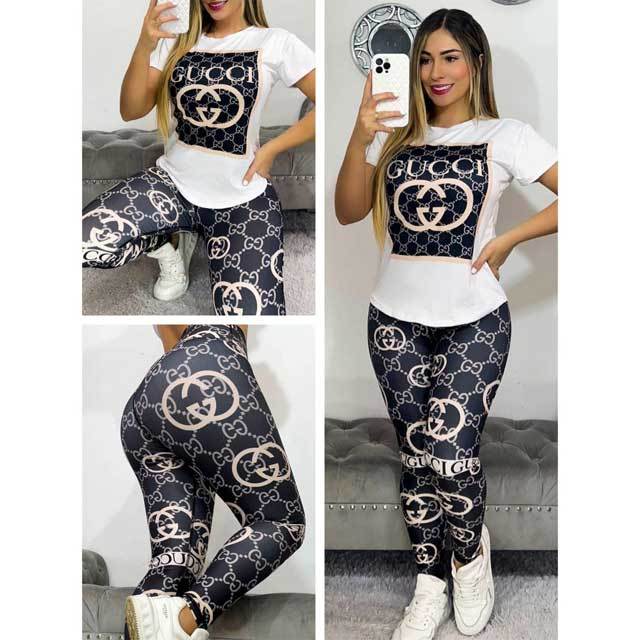 Printed Short Sleeve Jogging Pants Suit