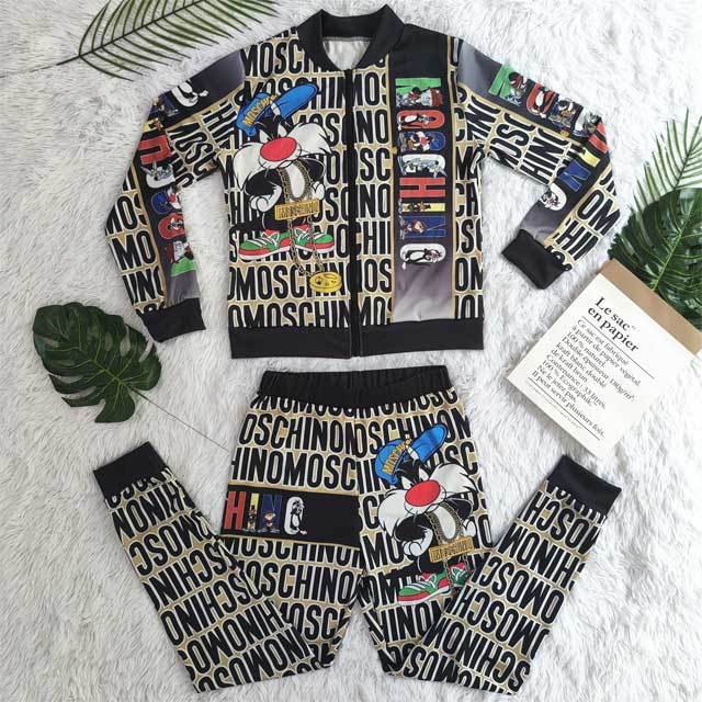 Printed Long Sleeve Zipper Top Pants Set