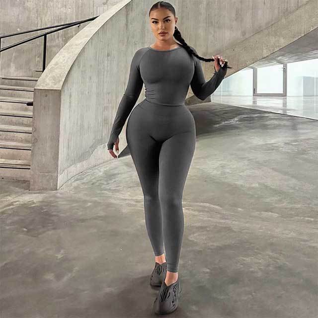 Basic Long Sleeve Skinny Jogging Suit