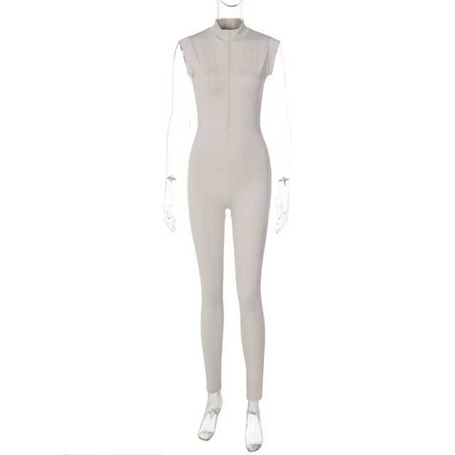 Zipper Sleeveless Sport Jumpsuit