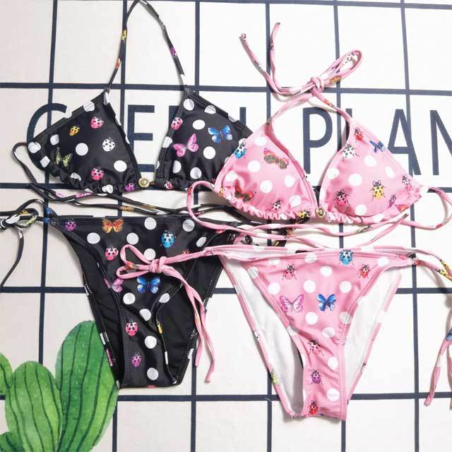 Polka Dots Strappy Bikini Set