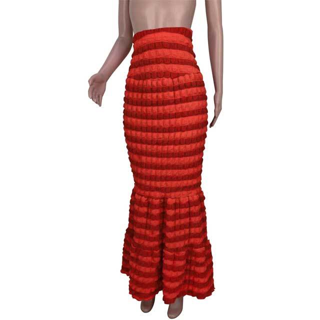 High Waist Jacquard Striped Maxi Skirt