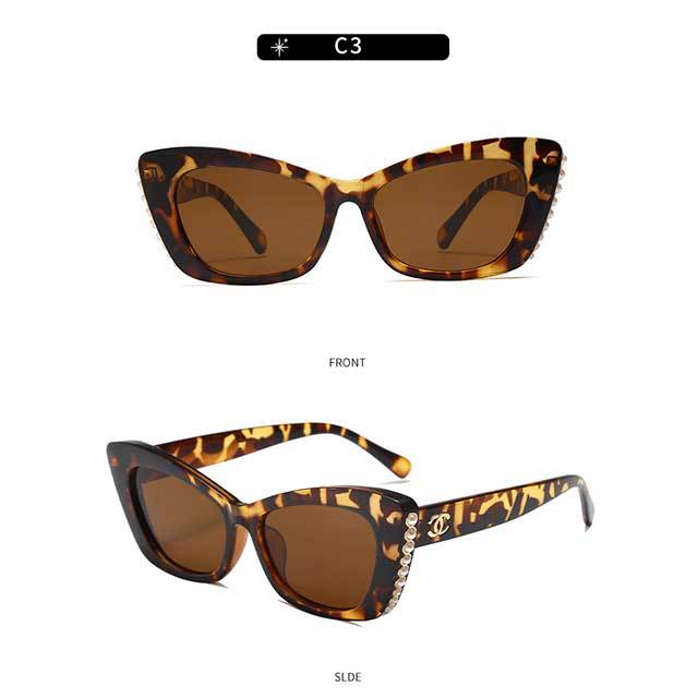 Pearls Design Cat Eyes Frame Sunglasses
