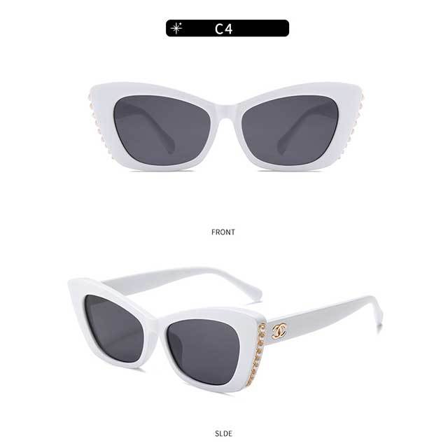 Pearls Design Cat Eyes Frame Sunglasses