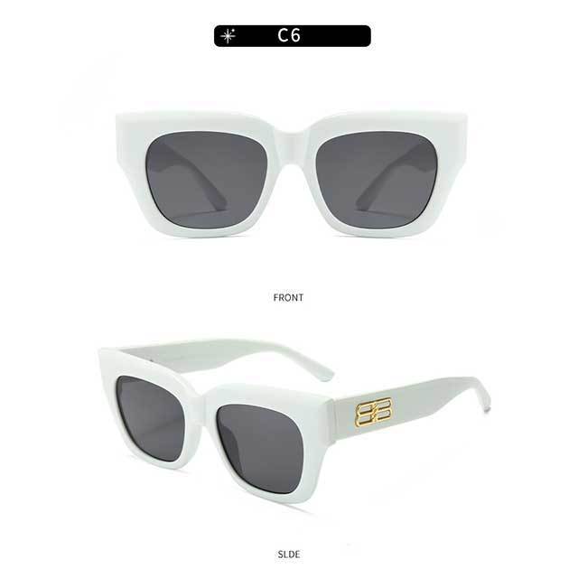 Ins Brand Design Quality Shades B Letter Rectangle Sunglasses