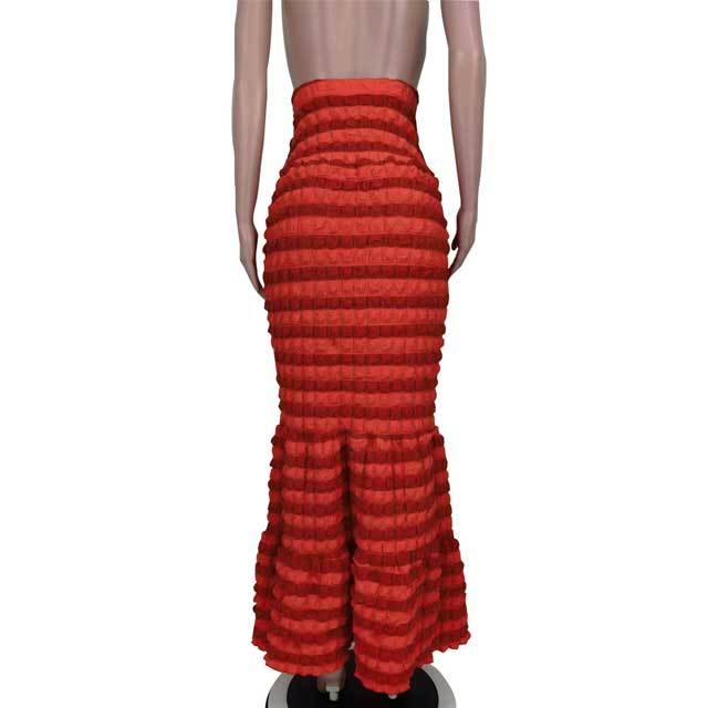 High Waist Jacquard Striped Maxi Skirt