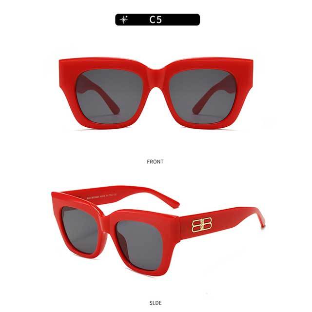 Ins Brand Design Quality Shades B Letter Rectangle Sunglasses
