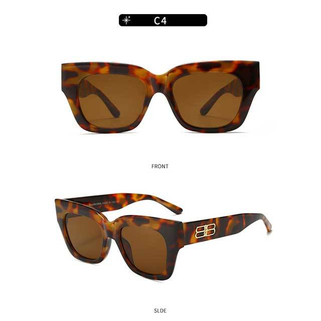 Ins Brand Design Quality Shades B Letter Rectangle Sunglasses