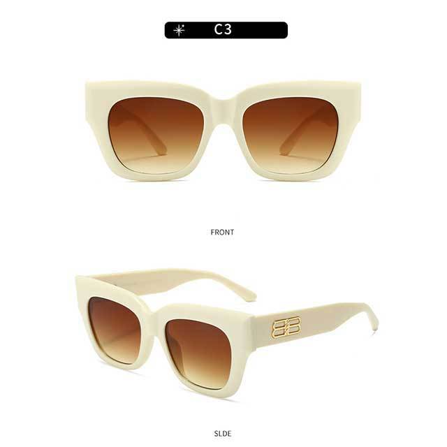 Ins Brand Design Quality Shades B Letter Rectangle Sunglasses