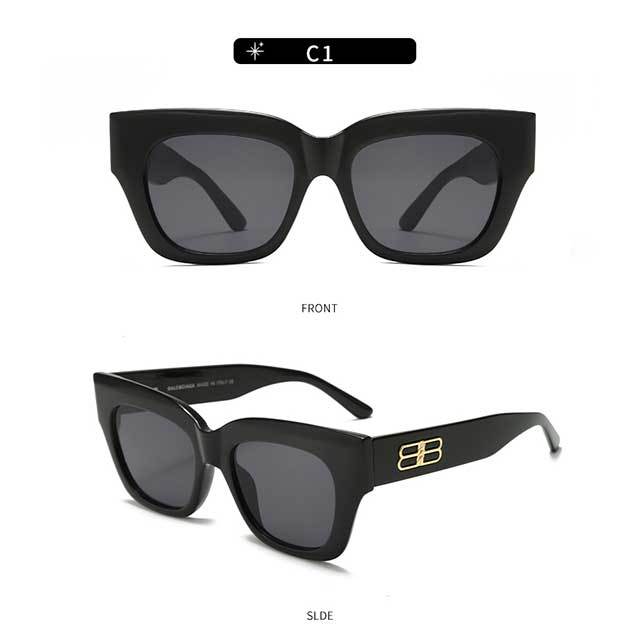 Ins Brand Design Quality Shades B Letter Rectangle Sunglasses