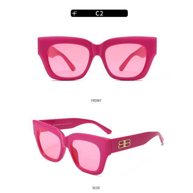 Ins Brand Design Quality Shades B Letter Rectangle Sunglasses