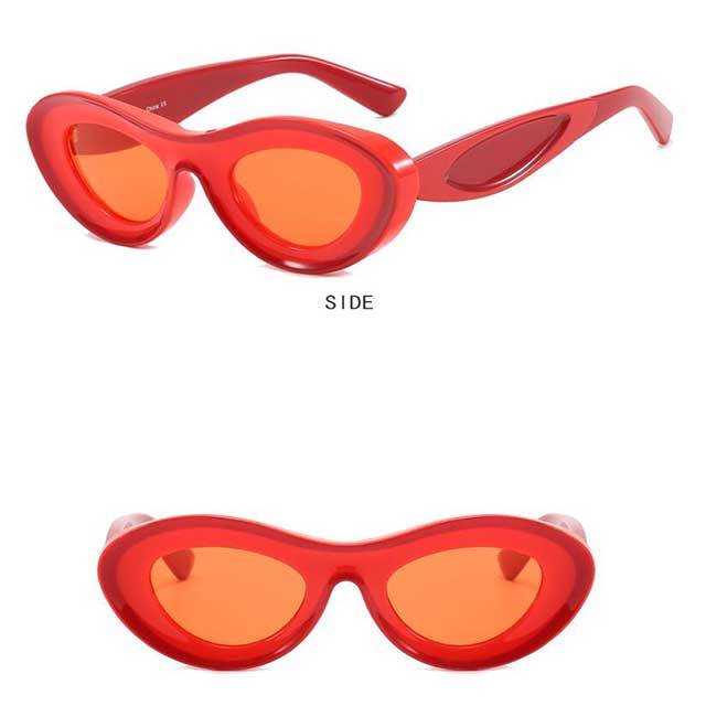 Contrast Color Oval Frame Outdoor Sunglasses