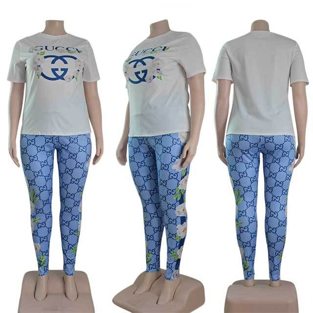 Plus Size Printed Casual Pants Set