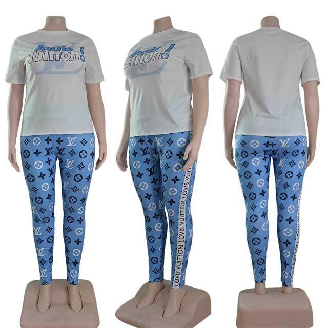 Plus Size Printed Casual Pants Set