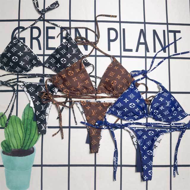 Letter Print Strappy Fashion Bikini